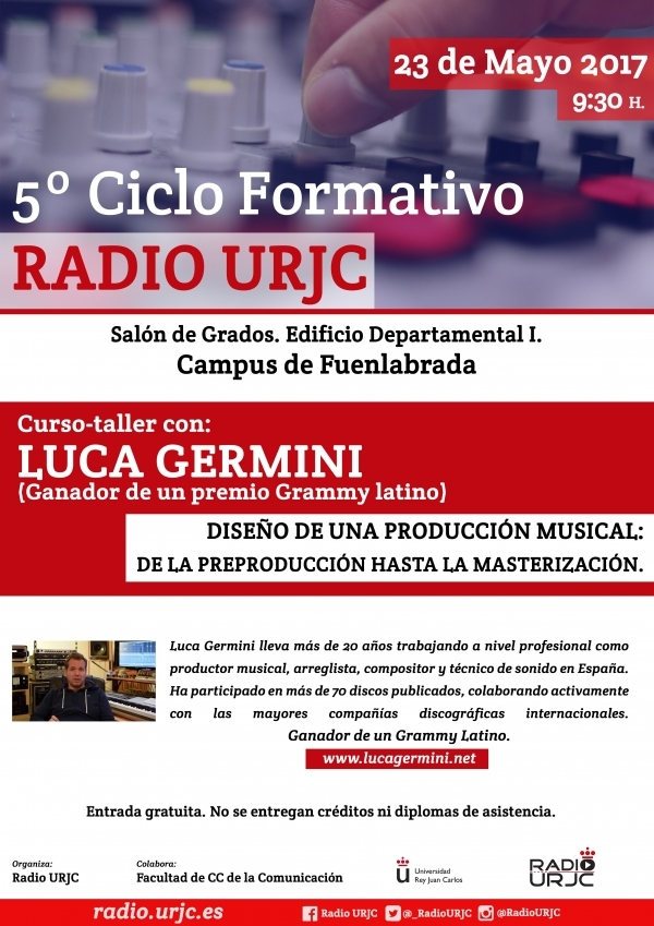 5º Ciclo Formativo RADIO URJC, impartido por Luca Germini.