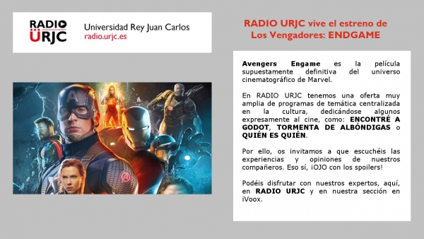 Distintos programas de RADIO URJC analizan “AVENGERS: ENDGAME”