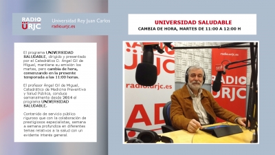 EL PROGRAMA UNIVERSIDAD SALUDABLE CAMBIA DE HORA EL PRÓXIMO 16 DE OCTUBRE: MARTES DE 11:00 A 12:00 H